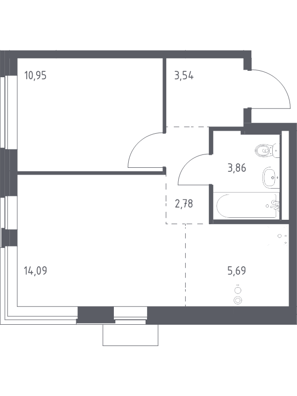 2 ккв (Евро) 40,9 м²