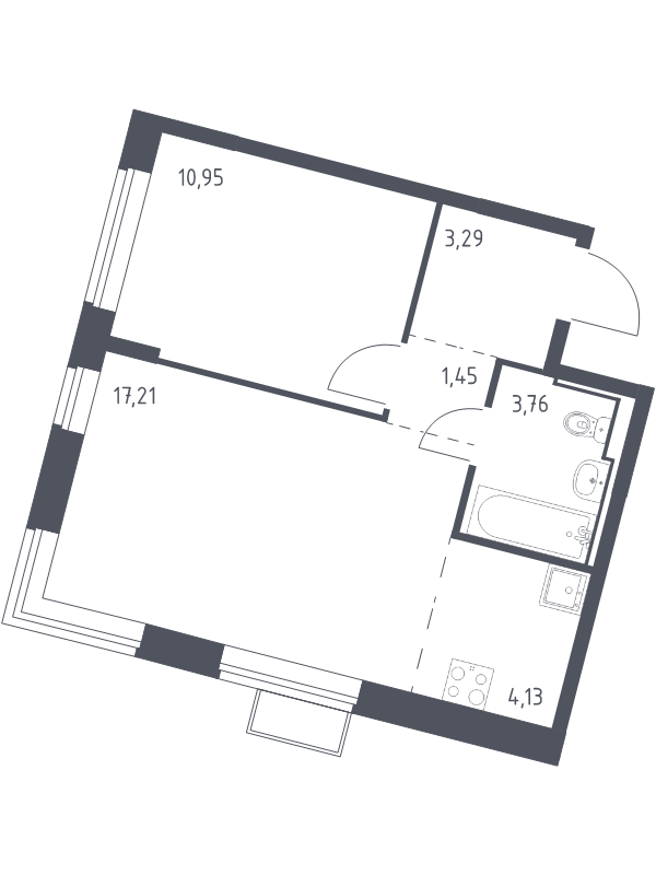 2 ккв (Евро) 40,8 м²