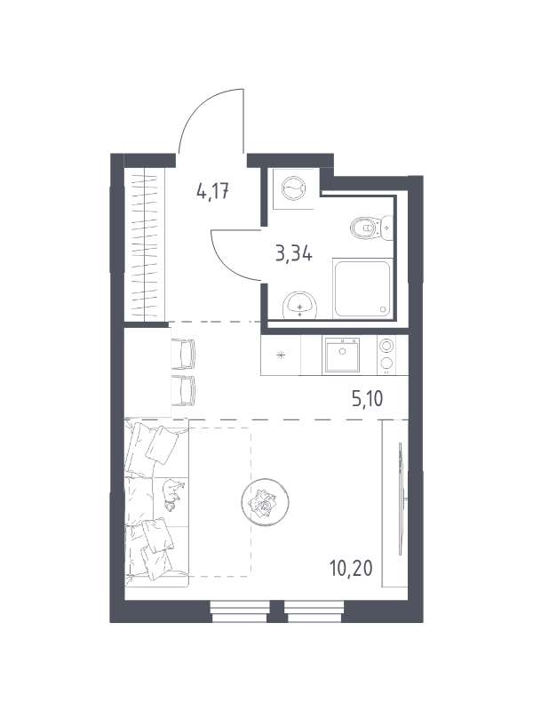 Студия 22,8 м²