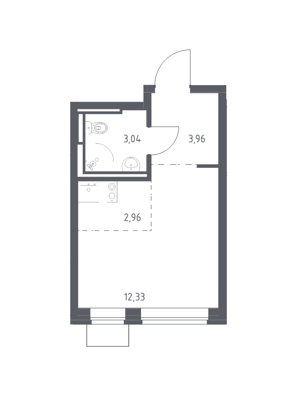 Студия 22,3 м²