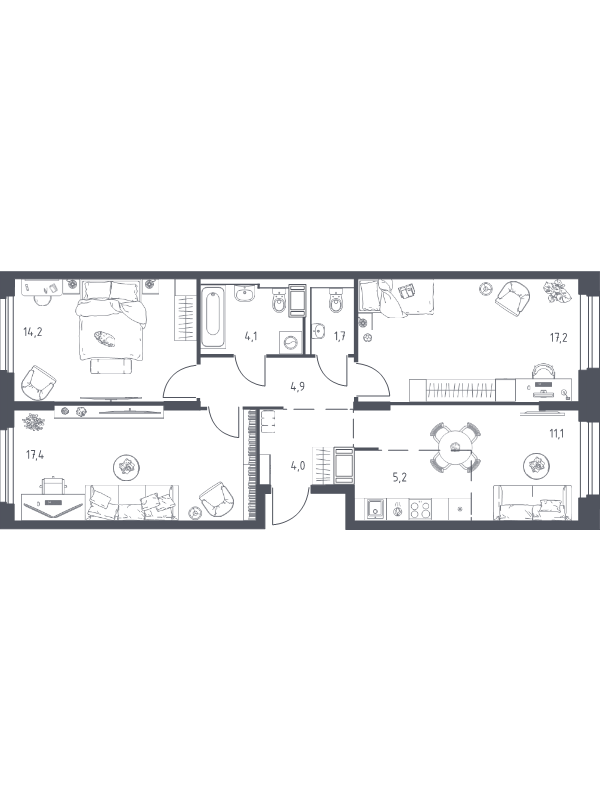 4 ккв (Евро) 78,8 м²