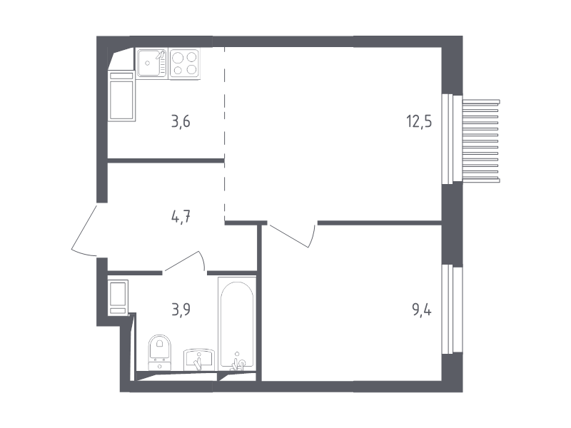 2 ккв (Евро) 33,6 м²