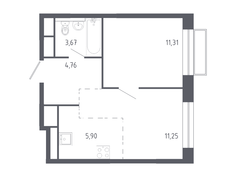 2 ккв (Евро) 36,5 м²