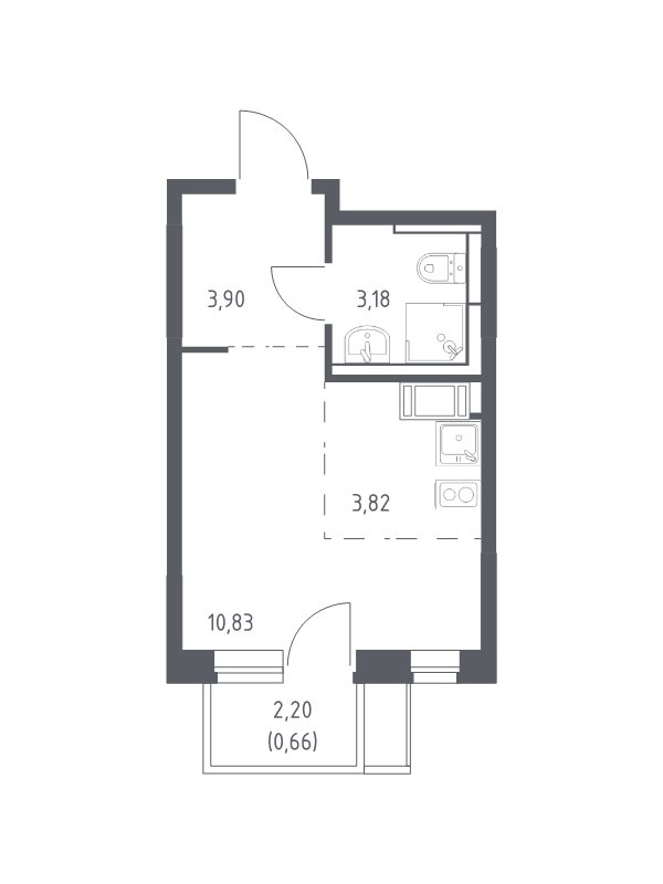 Студия 22,4 м²