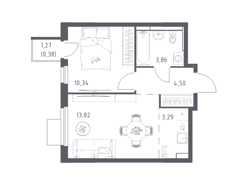 2 ккв (Евро) 36,2 м²