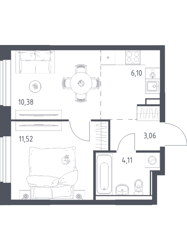 2 ккв (Евро) 35,2 м²