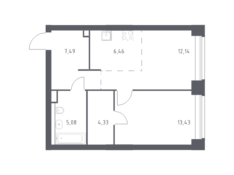 2 ккв (Евро) 48,9 м²