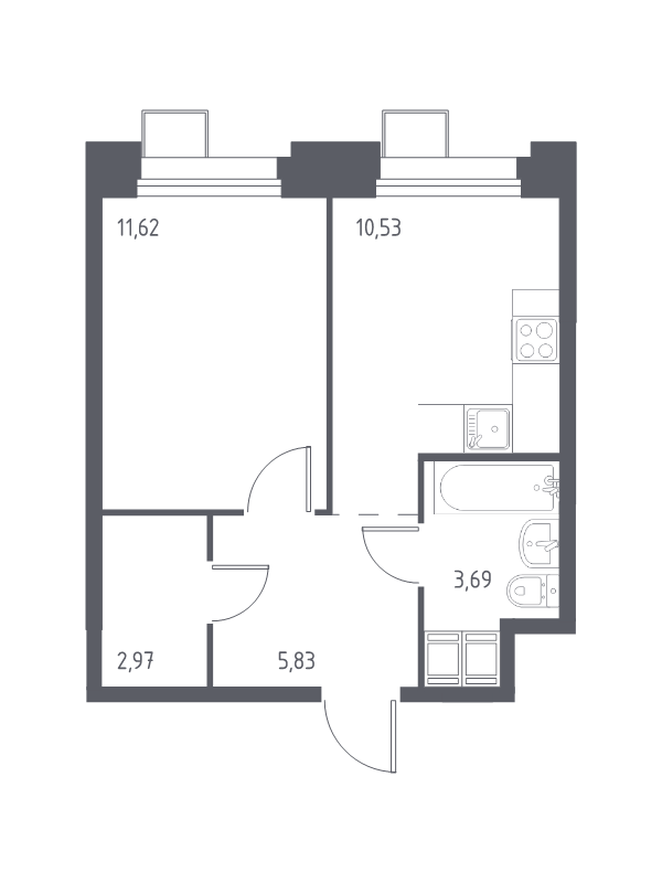 1 ккв 34,7 м²