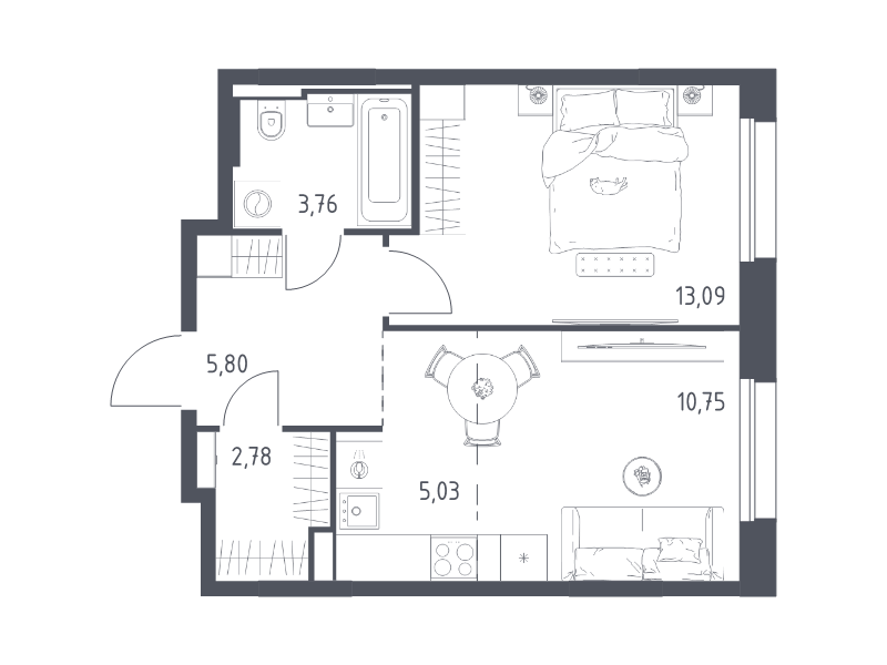 2 ккв (Евро) 41,2 м²