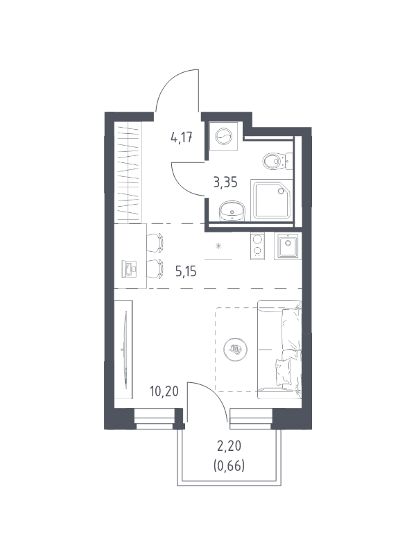 Студия 23,5 м²