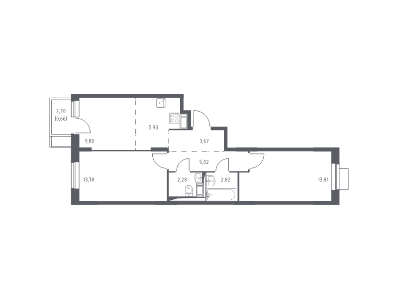 3 ккв (Евро) 57,8 м²