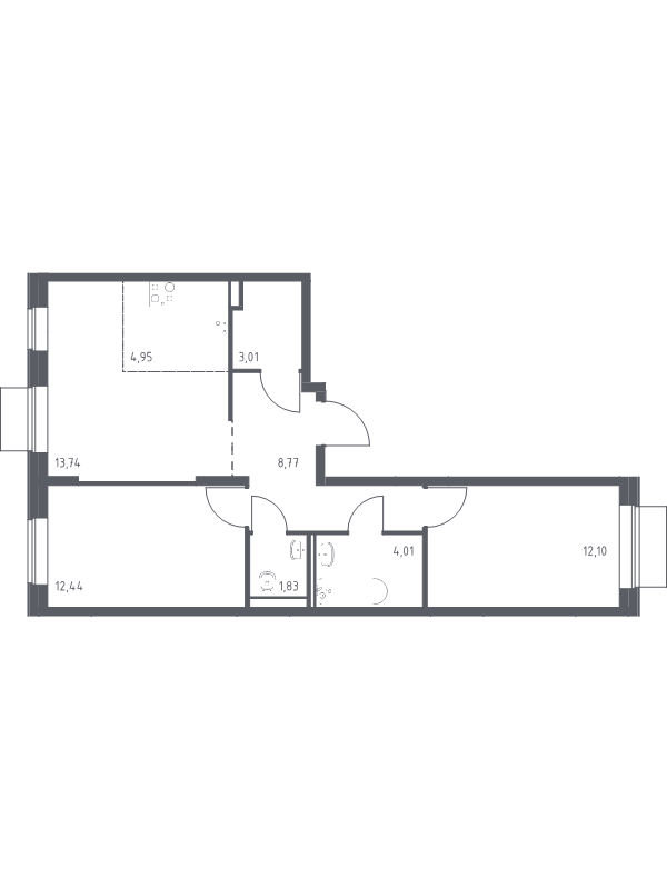 3 ккв (Евро) 60,9 м²