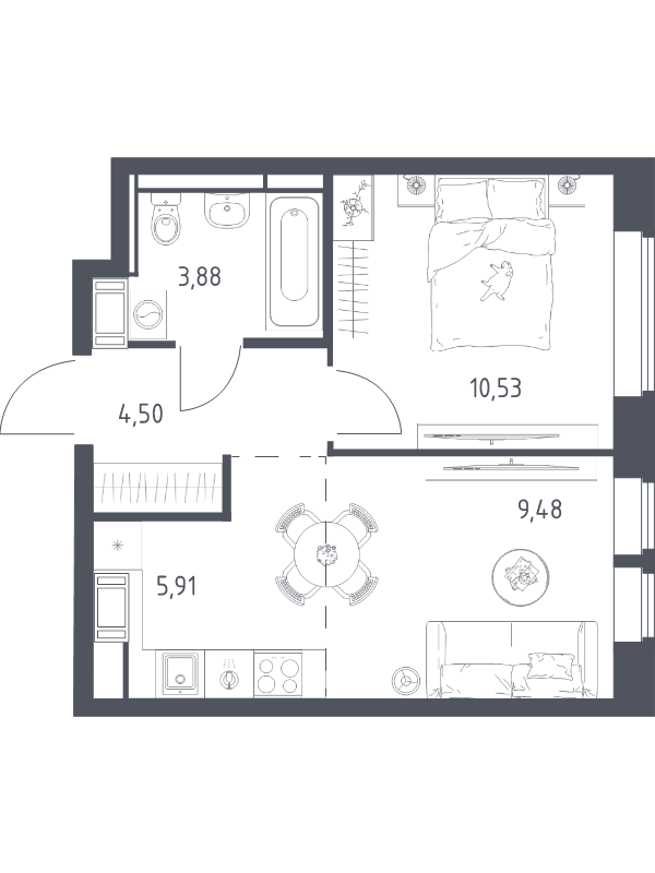 2 ккв (Евро) 34,3 м²