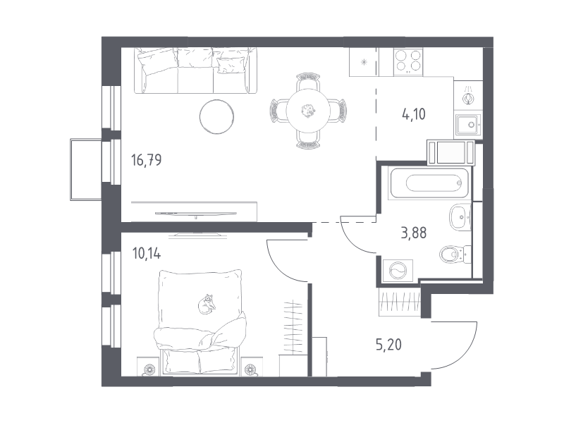 2 ккв (Евро) 40,1 м²