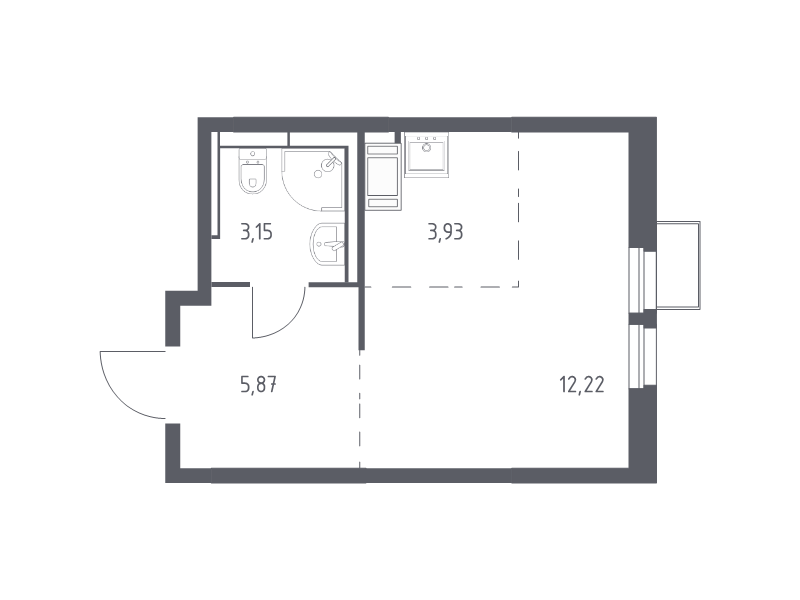 Студия 25,2 м²