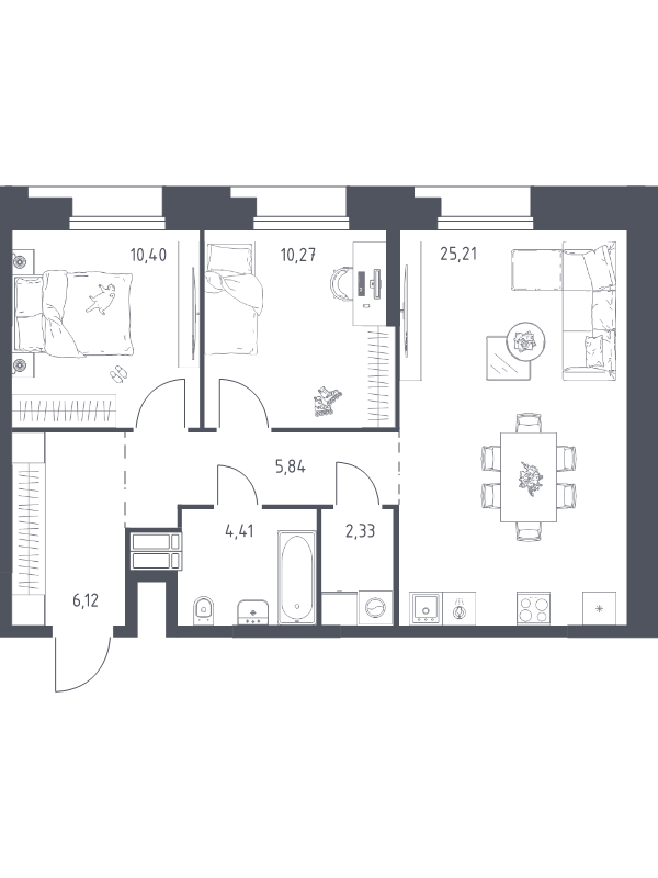 3 ккв (Евро) 64,6 м²