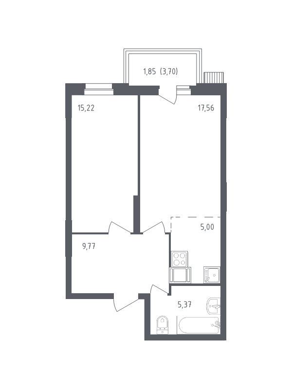 2 ккв (Евро) 54,5 м²