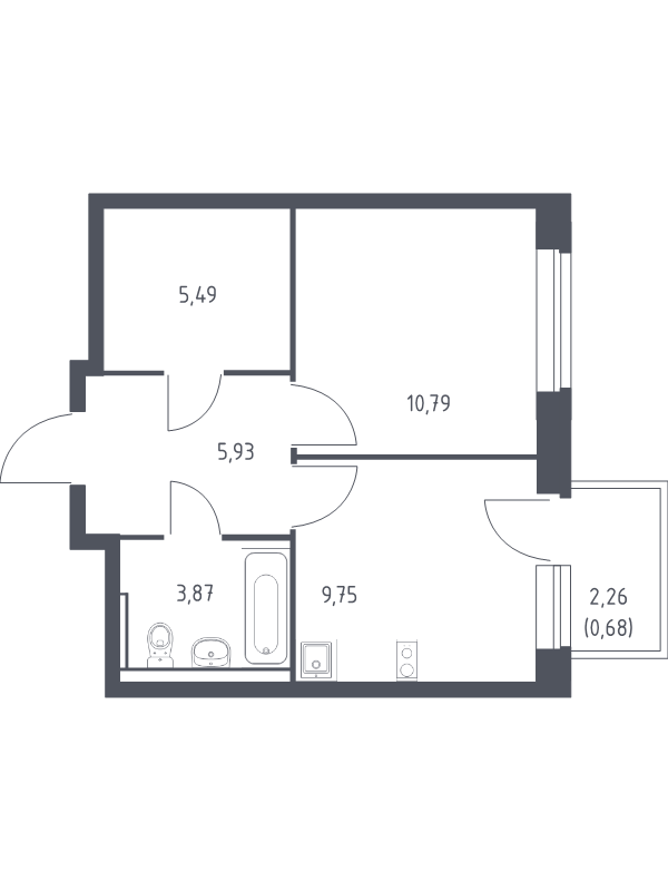 1 ккв 36,6 м²