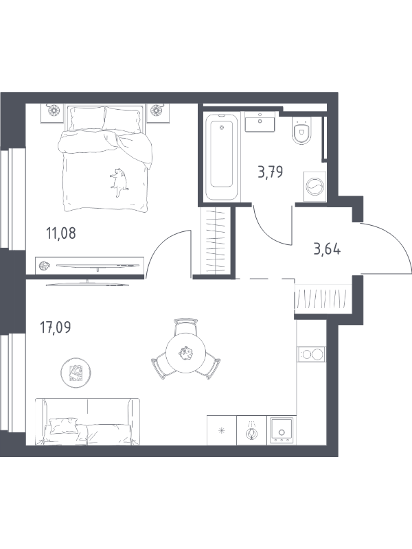 2 ккв (Евро) 35,6 м²