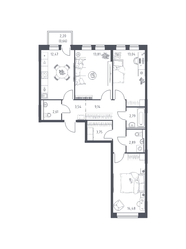 3 ккв 79,2 м²