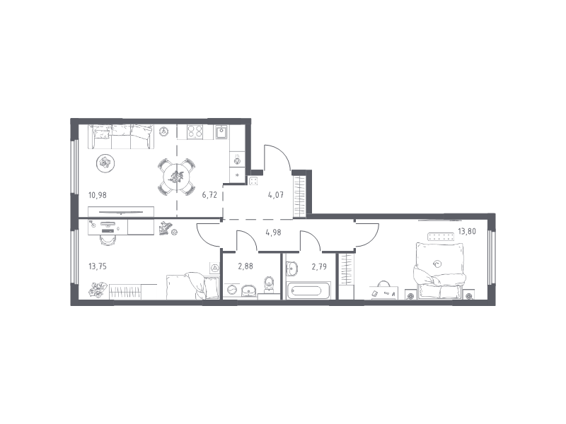 3 ккв (Евро) 60 м²
