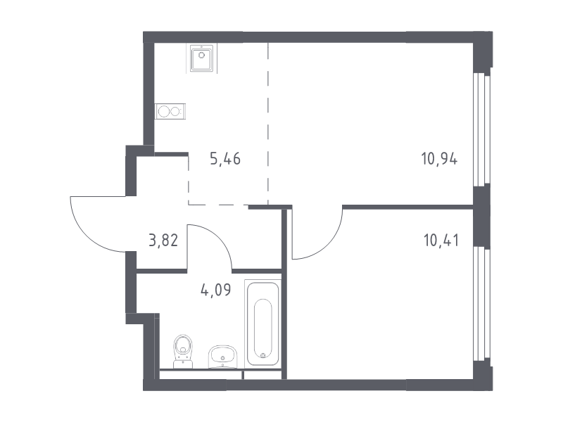 2 ккв (Евро) 34,7 м²