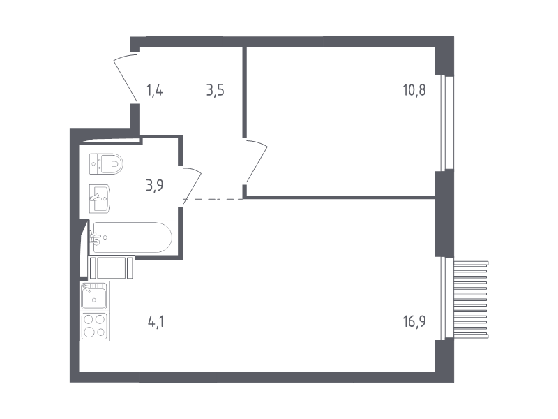 2 ккв (Евро) 40,2 м²