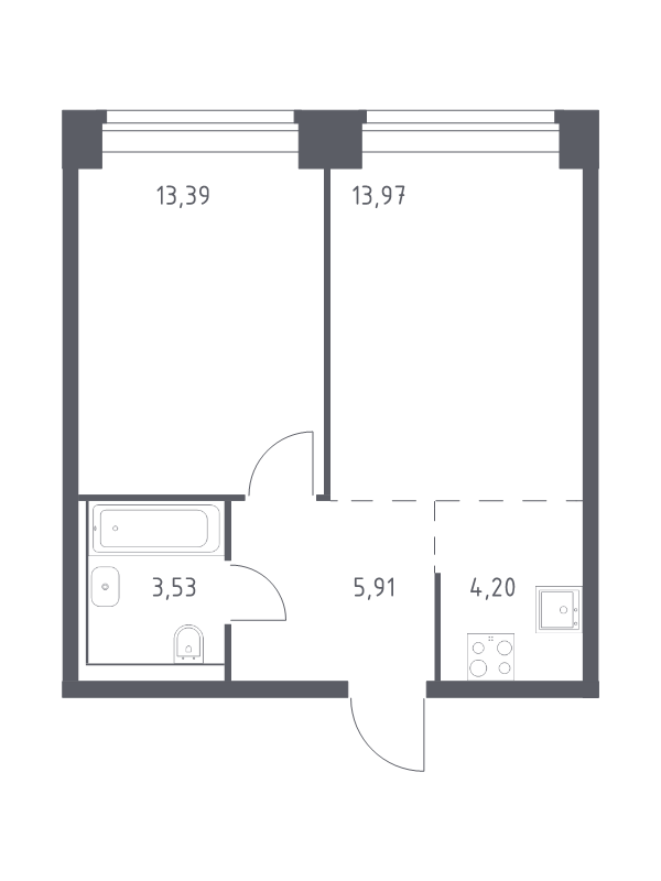 2 ккв (Евро) 41 м²