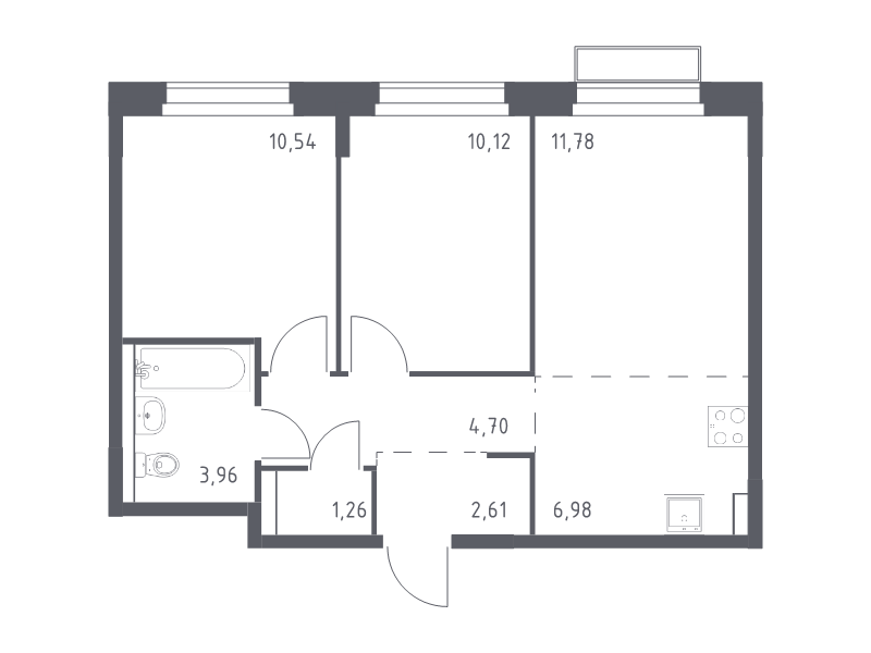 3 ккв (Евро) 52 м²