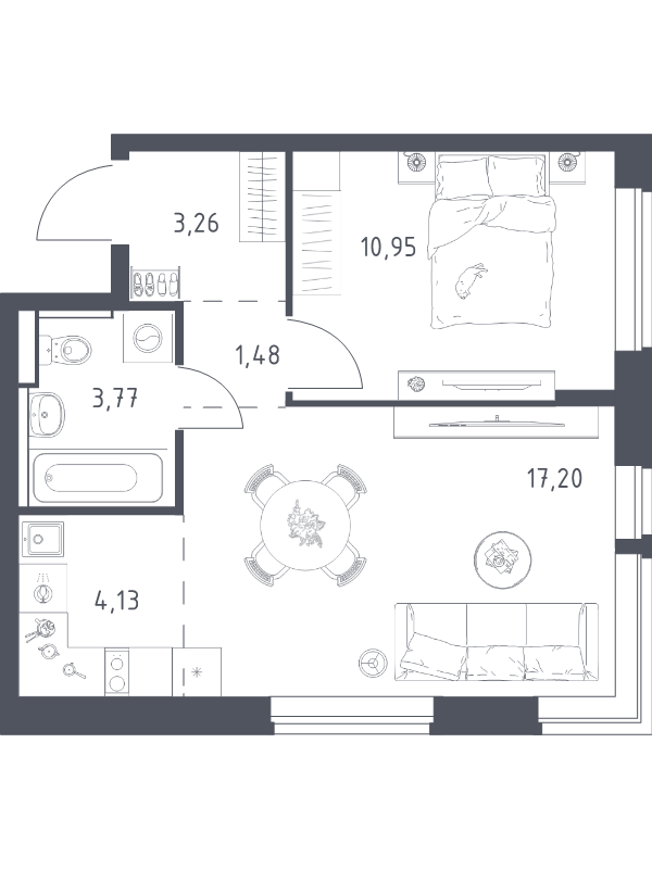 2 ккв (Евро) 40,8 м²