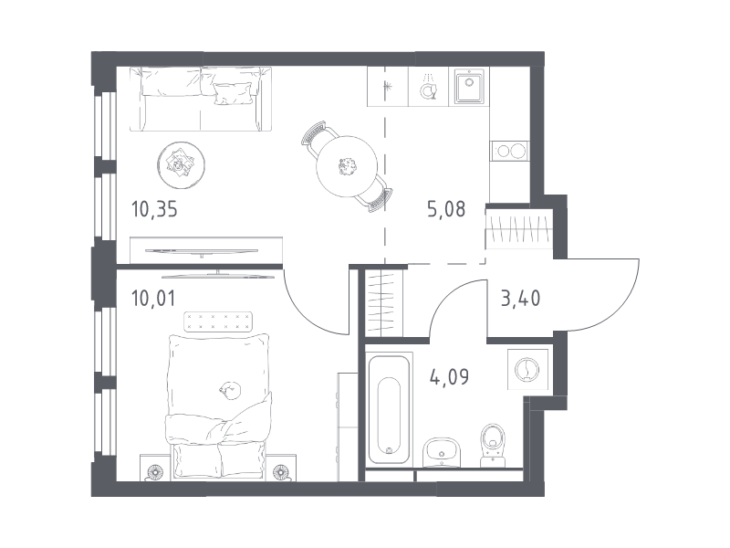 2 ккв (Евро) 32,9 м²
