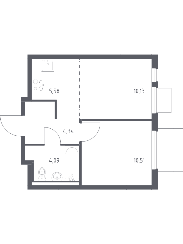 2 ккв (Евро) 34,7 м²
