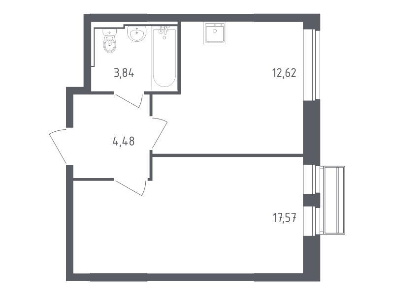 1 ккв 38,5 м²