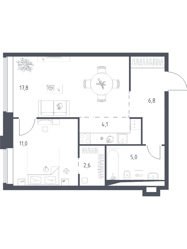 2 ккв (Евро) 47,4 м²