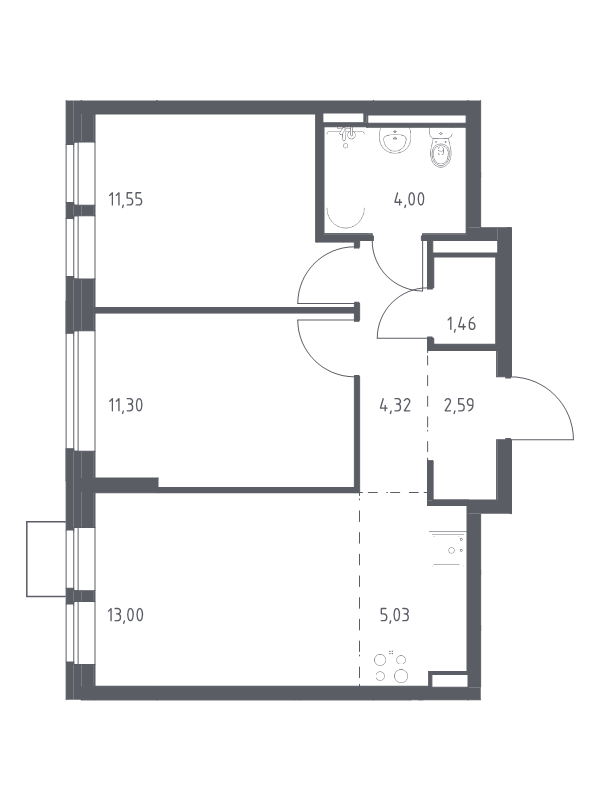 3 ккв (Евро) 53,3 м²