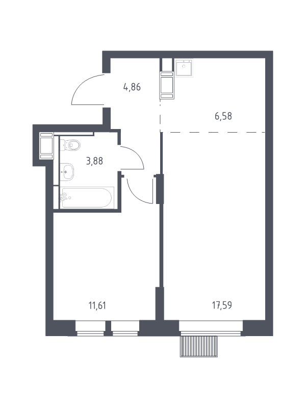 2 ккв (Евро) 44,5 м²