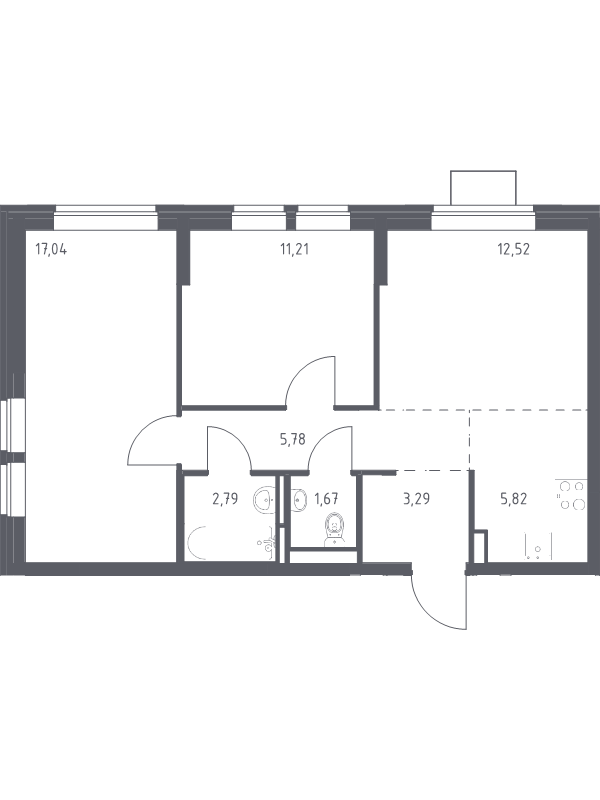 3 ккв (Евро) 60,1 м²