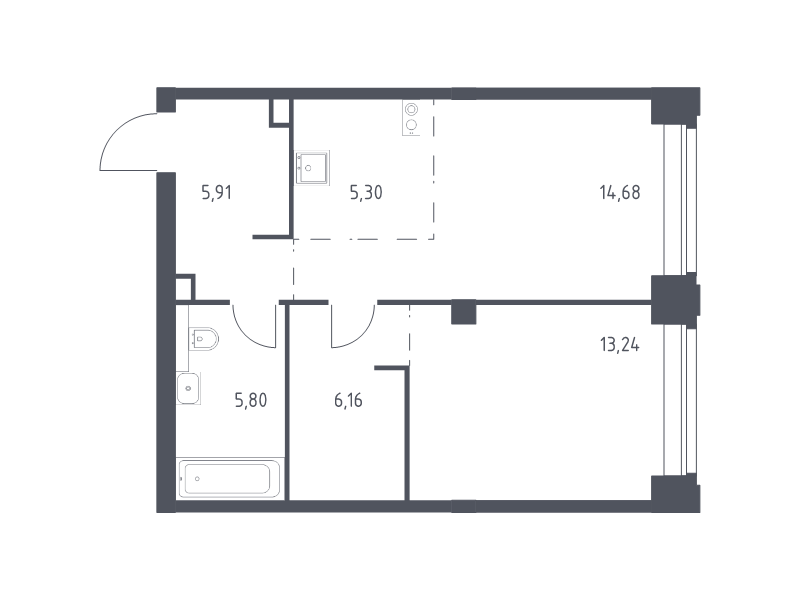 2 ккв (Евро) 51,1 м²