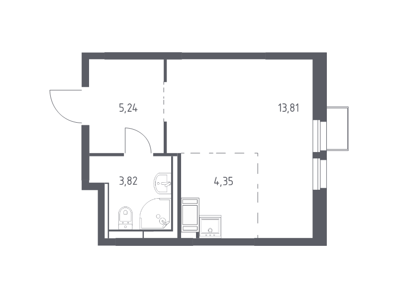 Студия 27,2 м²