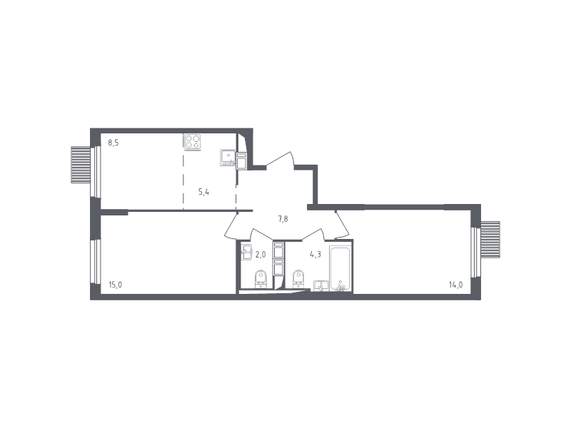 2 ккв 56 м²