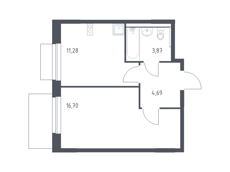 1 ккв 36,5 м²