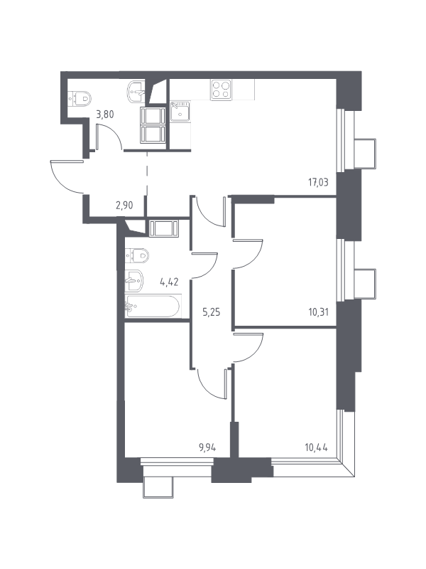 4 ккв (Евро) 64,3 м²