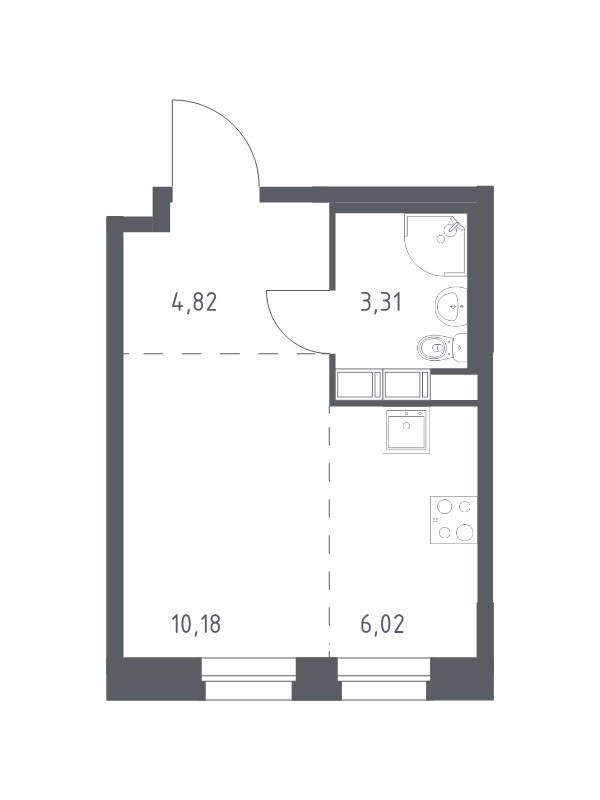 Студия 24,3 м²