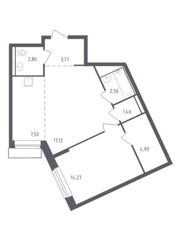 2 ккв (Евро) 53,8 м²