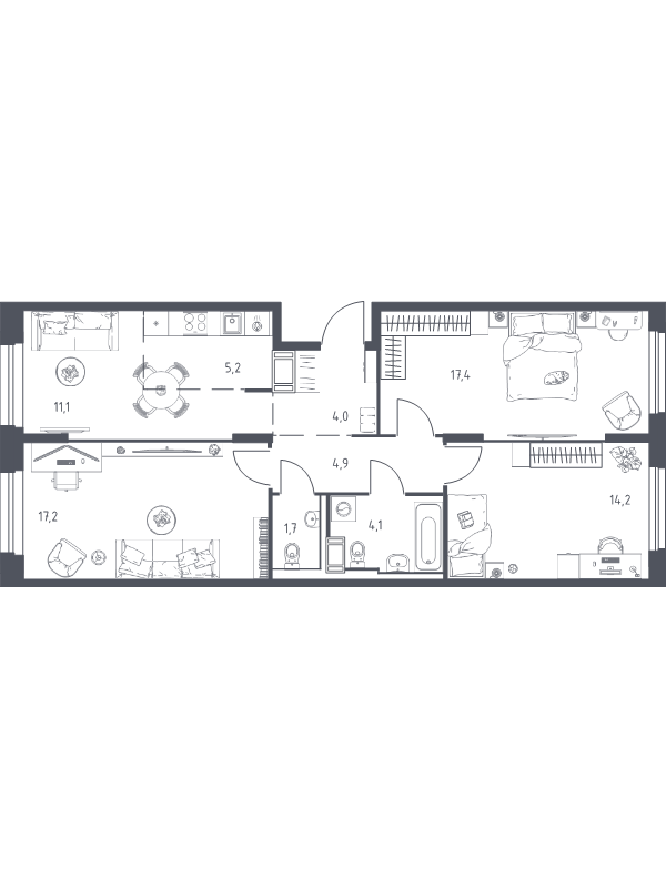 4 ккв (Евро) 78,9 м²