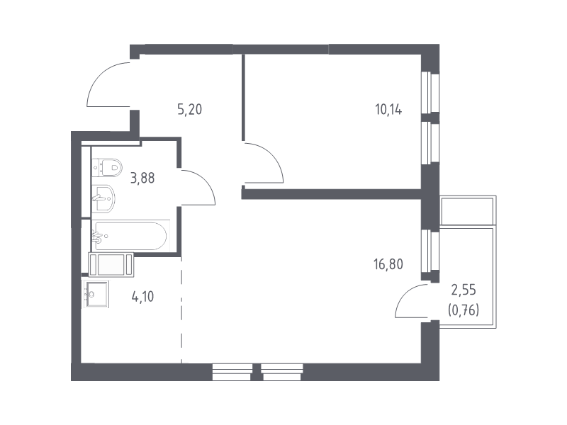 2 ккв (Евро) 40,9 м²