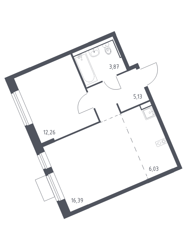 2 ккв (Евро) 43,7 м²