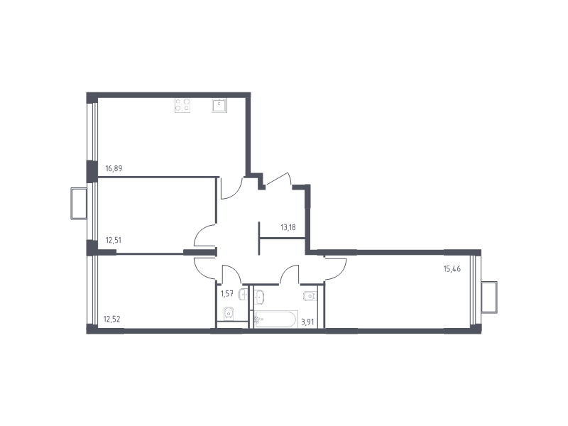 4 ккв (Евро) 76,1 м²