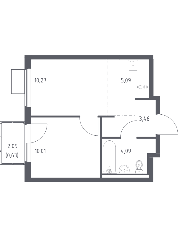 2 ккв (Евро) 33,6 м²