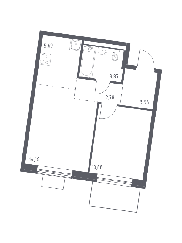 2 ккв (Евро) 40,9 м²